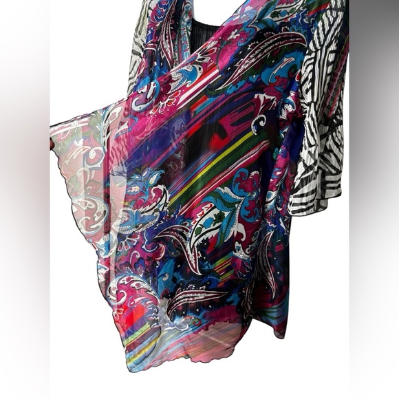 Pretty Angel Women Size S Tank Top Layered Silk Colorful Paisley Pattern Funky - Picture 2 of 8